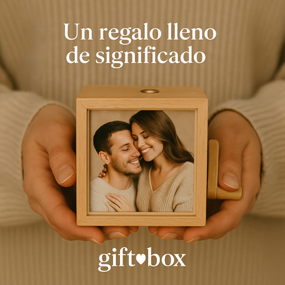 Caja de fotos personalizada con manivela