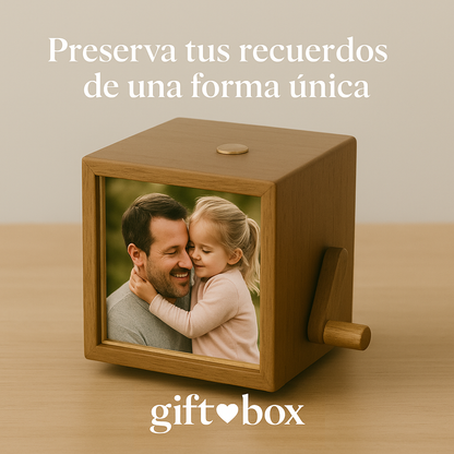 Caja de fotos personalizada con manivela